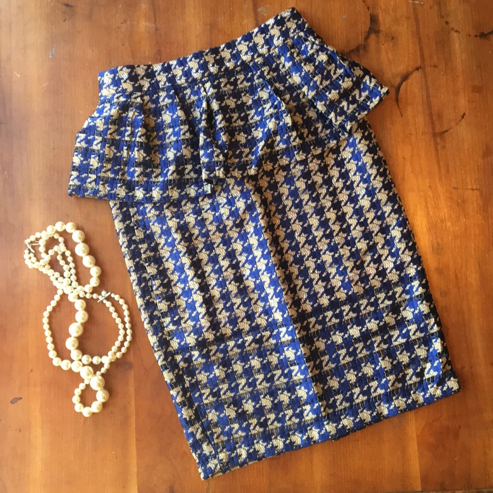 Houndstooth Lace Peplum Skirt
